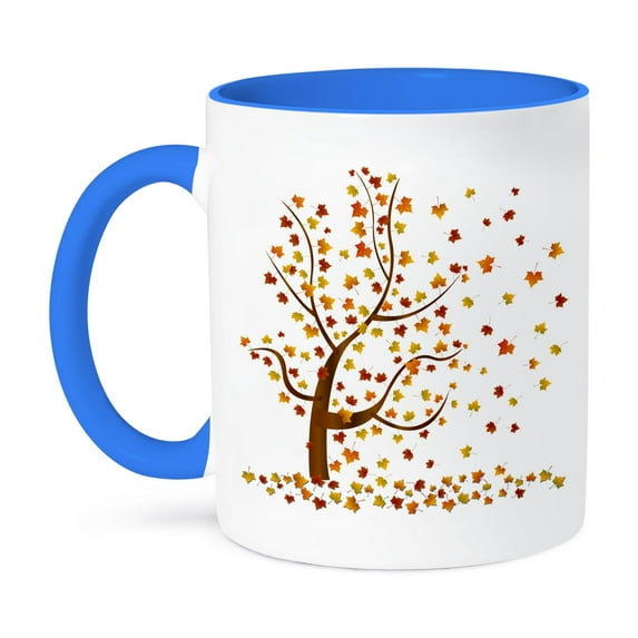 3dRose, Fall Tree with Leaves, 11oz Two-Tone Blue Mug