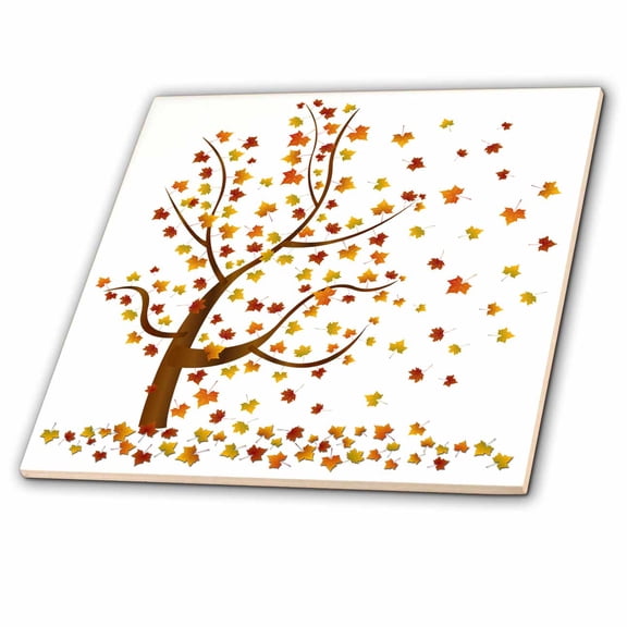 3dRose, Fall Tree with Leaves, 6 Inch Ceramic Tile