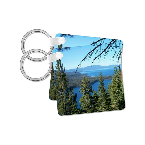3dRose, Fallen Leaf Lake and Lake Tahoe South Shore, set of 2 Key Chains
