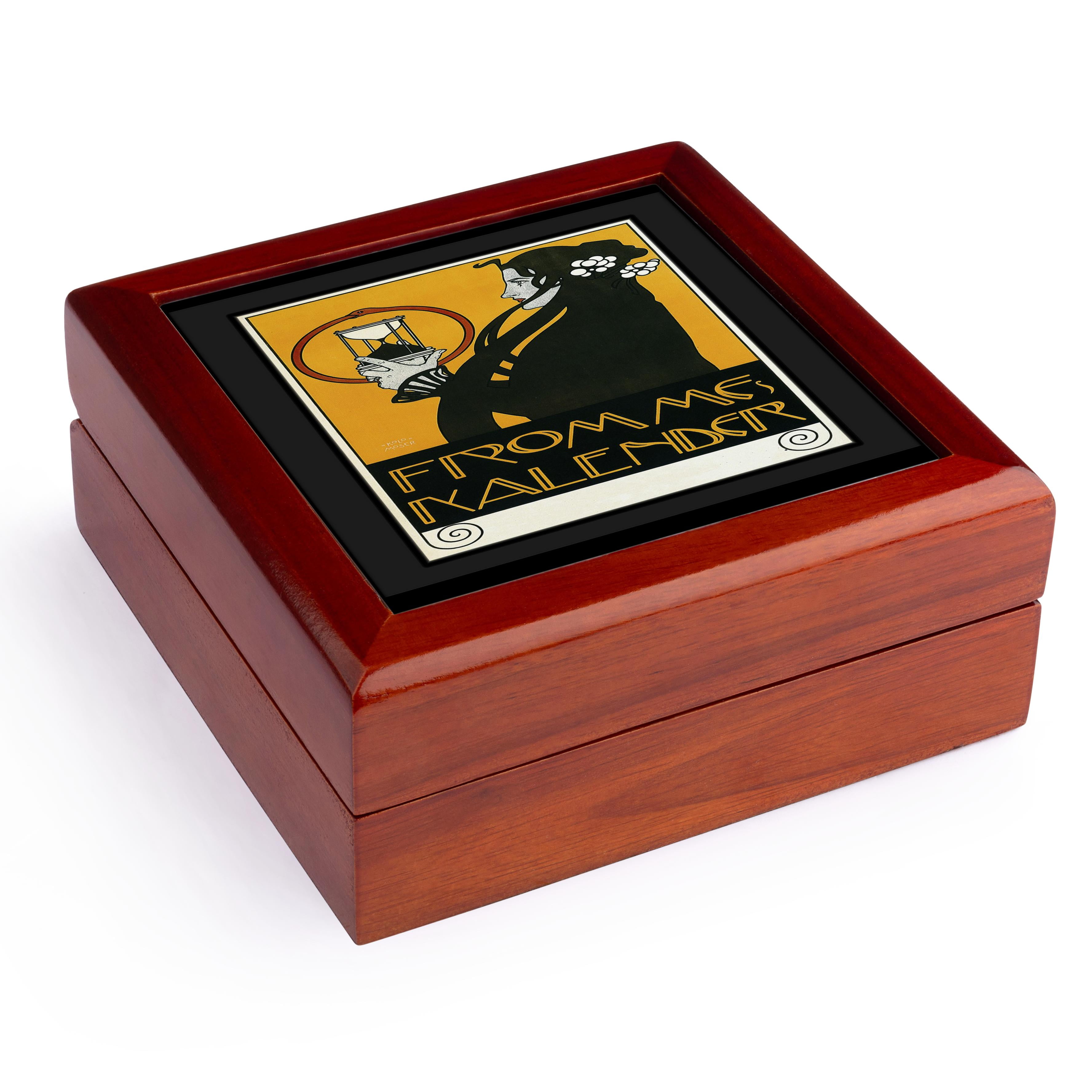 3dRose, Famous German Art Nouveau Poster, Jewelry Box 5.5x5.5 inch with 4 inch tile