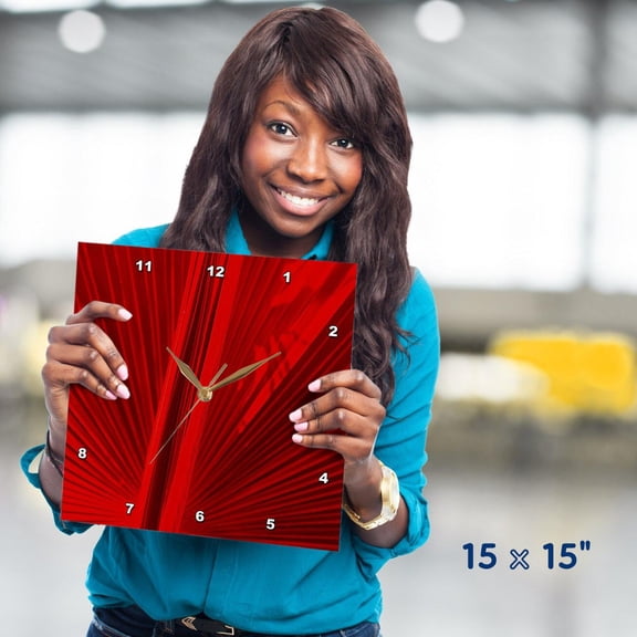 3dRose, Fan In Red, 15x15 Wall Clock