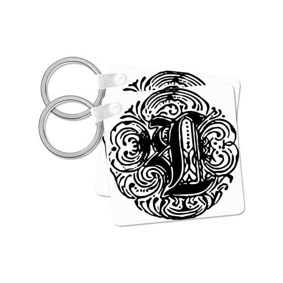 3dRose, Fancy Letter L, set of 2 Key Chains