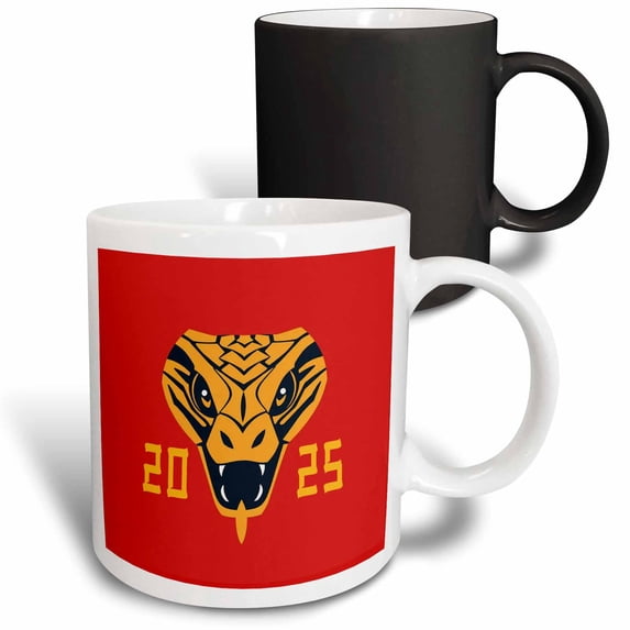3drose, Fantastic Esoteric Snake Head. Chinese Zodiac 2025. Red, Yellow Gift, 11oz Magic Transforming Mug