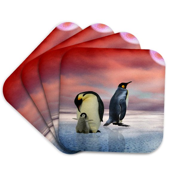 3drose, Fantasy Animal of Penguin Style, Set of 4 Coasters - Soft