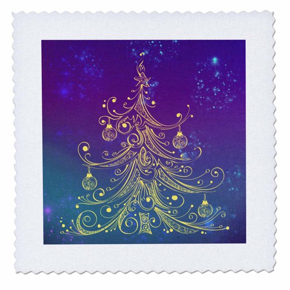 3dRose, Fantasy Christmas Tree and Star, 12x12 inch quilt square