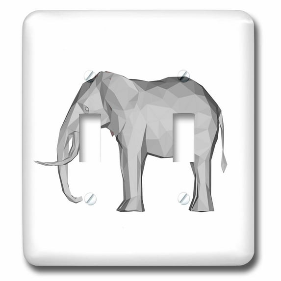 3dRose, Fantasy Geometrical Polygonal and Trendy Animal Elephant Africa White, double toggle switch