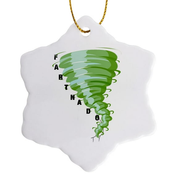 3drose, Fartnado Twirling in the Air, 3 inch Snowflake Porcelain Ornament