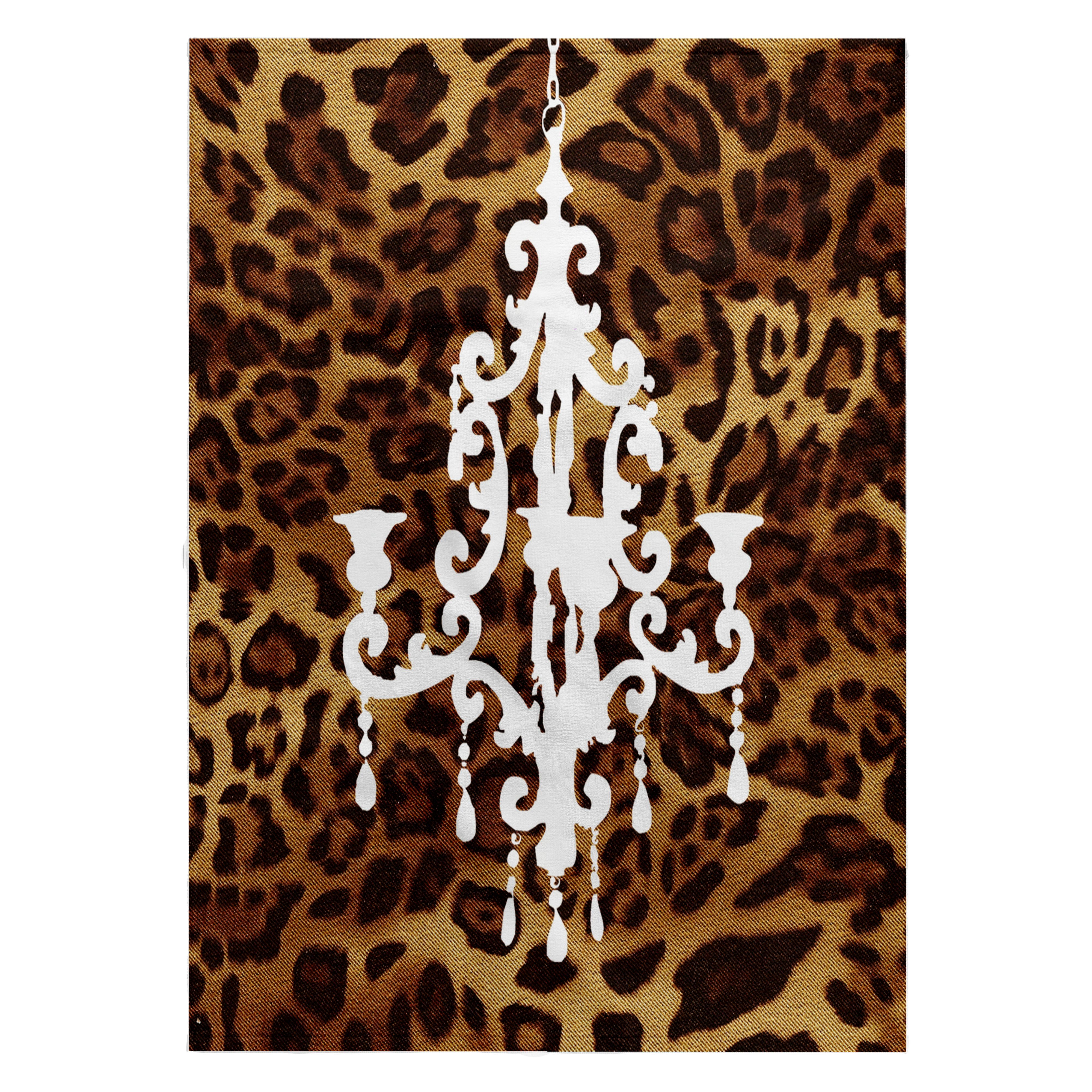 3dRose, Fashionable brown leopard print with white chandelier, 22x30 Bath Hand Pool Towel