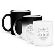 3dRose, Father of the Bride in silver - Wedding - part of matching marriage party set - grey gray swirls, 11oz Magic Transforming Mug