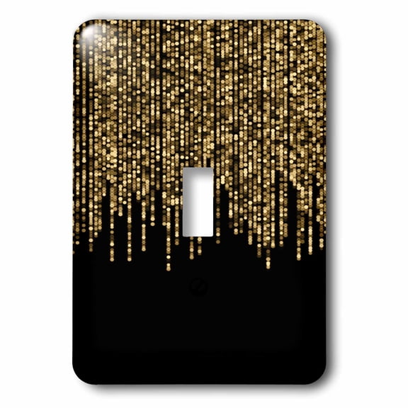 3dRose, Faux Glitter String Lights On Black, single toggle switch