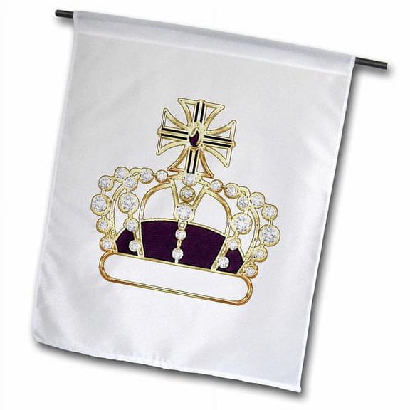 3dRose, Faux Gold, Purple, and Faux Diamond Royal Crown, 12 x 18 inch Garden Flag