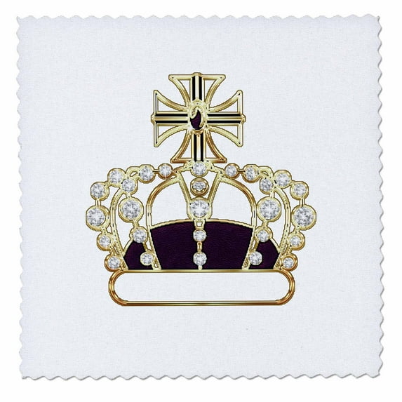 3dRose, Faux Gold, Purple, and Faux Diamond Royal Crown, 8x8 inch quilt square