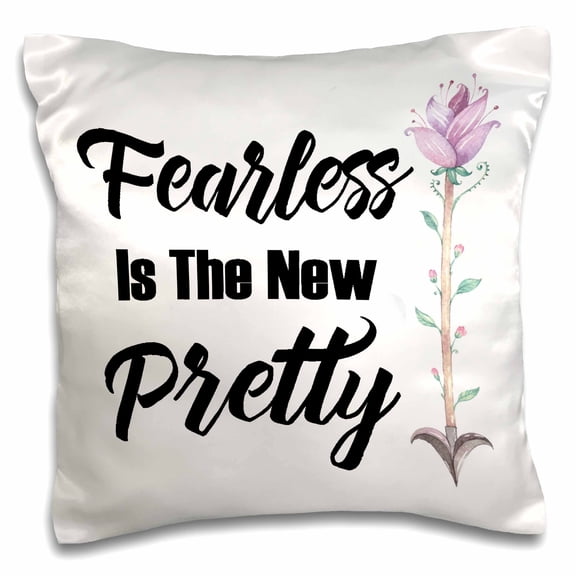 3drose, Fearless Is the New Pretty Watercolor Floral Arrow Quote, 16x16 inch Pillow Case