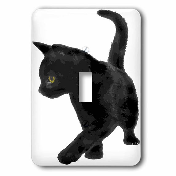 3dRose, Feline Fun Black Cat Kitty Vector, single toggle switch
