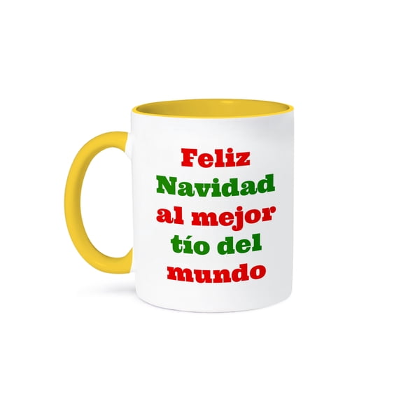 3dRose, Feliz navidad al mejor tio, 15oz Two-Tone Yellow Mug
