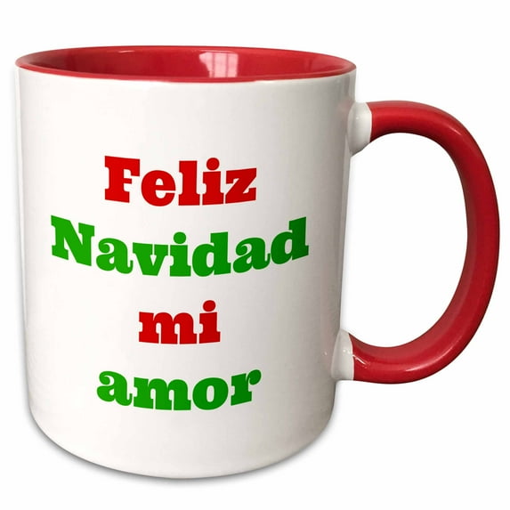 3drose, Feliz Navidad Mi Amor, 11oz Two-tone Red Mug