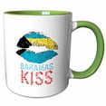 thumbnail image 1 of 3drose, Female Lips, Flag of Bahamas. Bahamas Kiss. Patriotic, Travel Gift, 15oz Two-tone Green Mug, 1 of 6