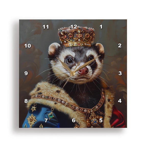 3dRose, Ferret Royal Portrait Majesty, 15x15 Wall Clock