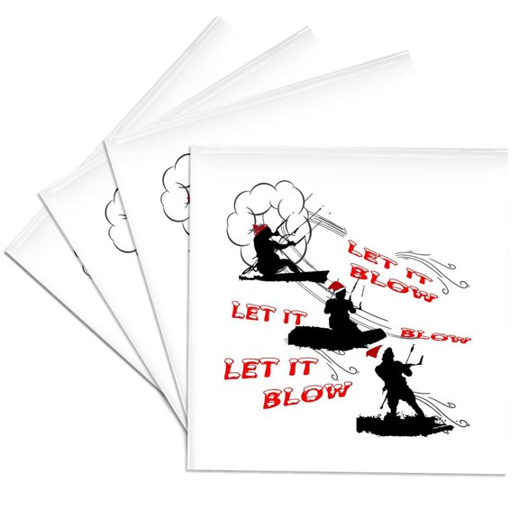 3drose, Festive Christmas Seasonal Holiday Kitesurfing 5, Set of 4 Ceramic Tile Coasters