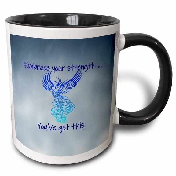 3drose, Firebird Phoenix Embrace Your Strength and Rise, 15oz Two-tone Black Mug