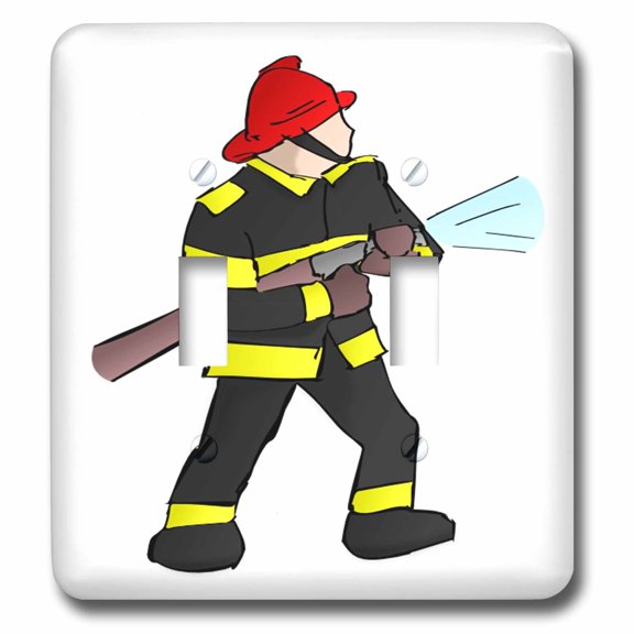 3dRose, Fireman In Gear With Firehose, double toggle switch