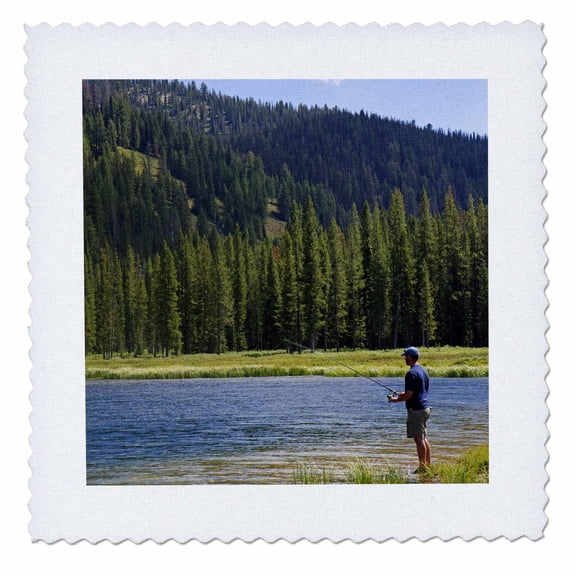 3dRose, Fishing Bull Trout Lake, Boise NF, Idaho - US13 DFR1140 - David R. Frazier, 20x20 inch quilt square