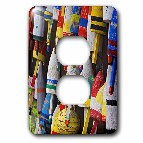 3dRose, Fishing, Buoys on wall, Maine - US20 AJE0001 - Adam Jones, 2 plug outlet cover