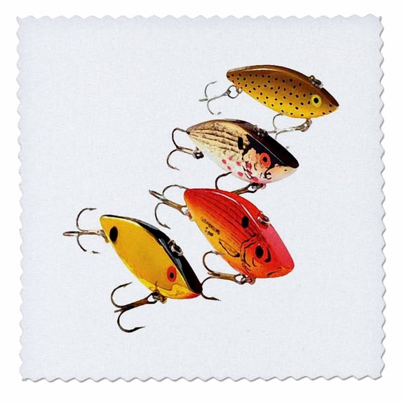3dRose, Fishing Lures, 8x8 inch quilt square