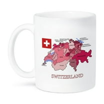 3dRose, Flag And Map Of Switzerland Showing The Cantons In Multicolors, 11oz Mug