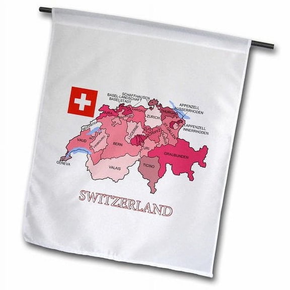 3dRose, Flag And Map Of Switzerland Showing The Cantons In Multicolors, 12 x 18 inch Garden Flag