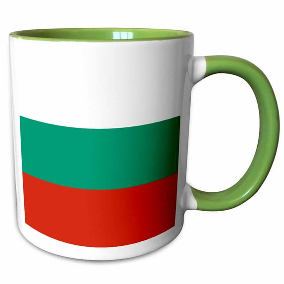 3drose, Flag of Bulgaria - Bulgarian Colors White Green and Red Horizontal Stripes - European Country World, 15oz Two-tone Green Mug