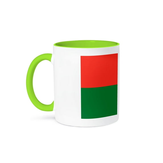 3dRose, Flag of Madagascar - Malagasy white red green - Indian Ocean island country world souvenir, 11oz Two-Tone Green Mug