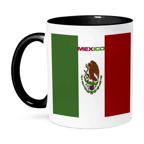 3dRose, Flag Of Mexico, 11oz Two-Tone Black Mug