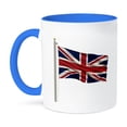 thumbnail image 1 of 3dRose, Flag of the United Kingdom on a flag pole over white Uk Great Britain British, 15oz Two-Tone Blue Mug, 1 of 7