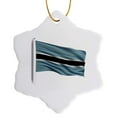 thumbnail image 1 of 3drose, Flag of Botswana on a Flag Pole over White Batswana, 3 inch Snowflake Porcelain Ornament, 1 of 7