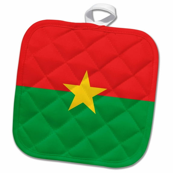 3dRose, Flag of Burkina Faso - West Africa - African country world flags - Burkinabe red green yellow star, 8x8 Potholder