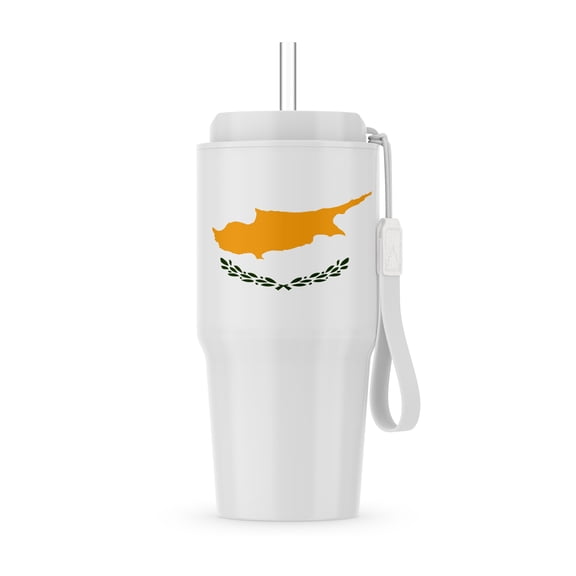 Flag Of Cyprus - Copper Orange Island Map And Green Olive Branches On White - Greek Turkish Cypriot, 20oz Tumbler