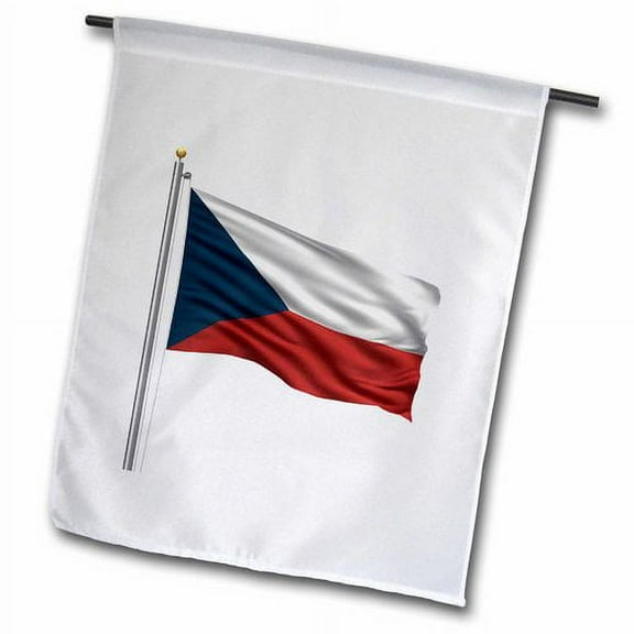 3dRose, Flag of Czech Republic on a flag pole over white, 18 x 27 inch Garden Flag