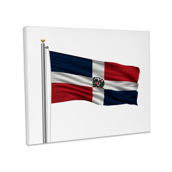 3dRose, Flag of Dominican Republic on a flag pole over white, Museum Grade Canvas Wrap 10x8