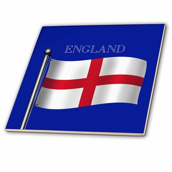 3dRose, Flag of England waving on a blue background, 12 Inch Ceramic Tile