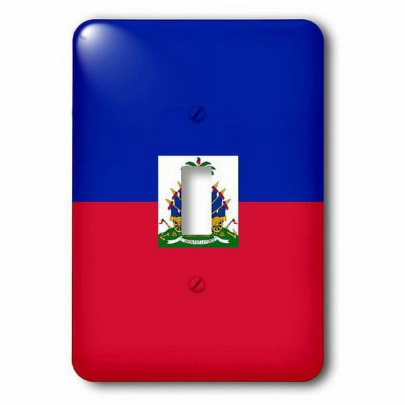 3dRose, Flag of Haiti - Dark navy blue and red with Haitian coat of arms - Caribbean country world souvenir, single toggle switch