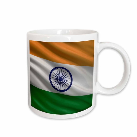 3drose, Flag of India Waving in the Wind, 15oz Mug