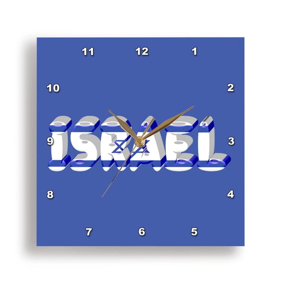 3dRose, Flag of Israel Star of David 3D Word, 15x15 Wall Clock
