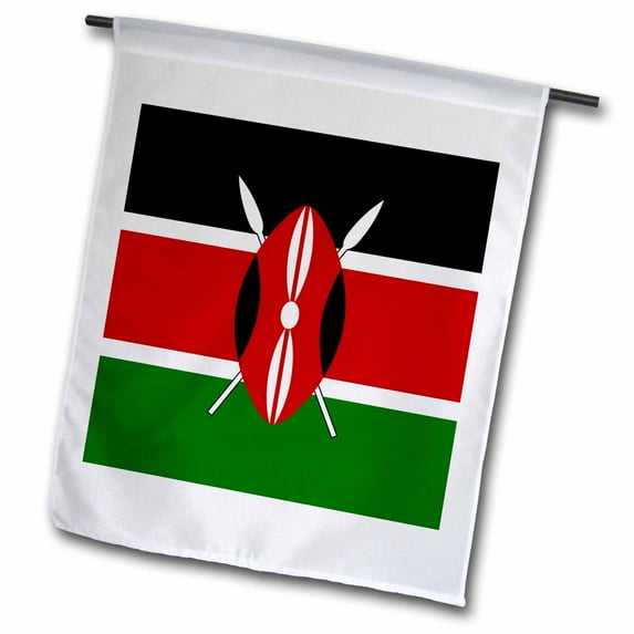 3dRose, Flag of Kenya - Kenyan black red green with Maasai African warrior shield spears - East Africa world, 18 x 27 inch Garden Flag