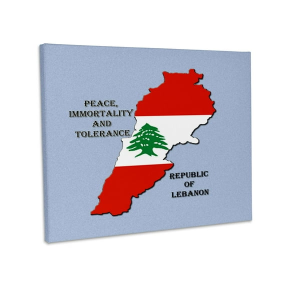 3dRose, Flag of Lebanon Map, Museum Grade Canvas Wrap 14x11
