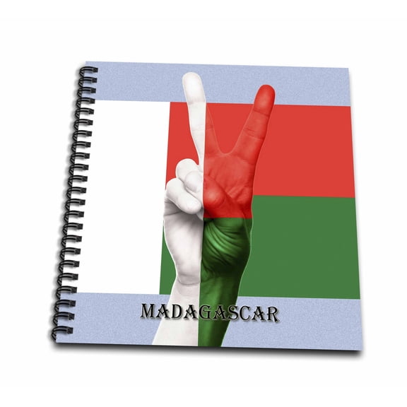 3dRose, Flag of Madagascar Peace Sign, Mini Notepad 4 x 4 inch