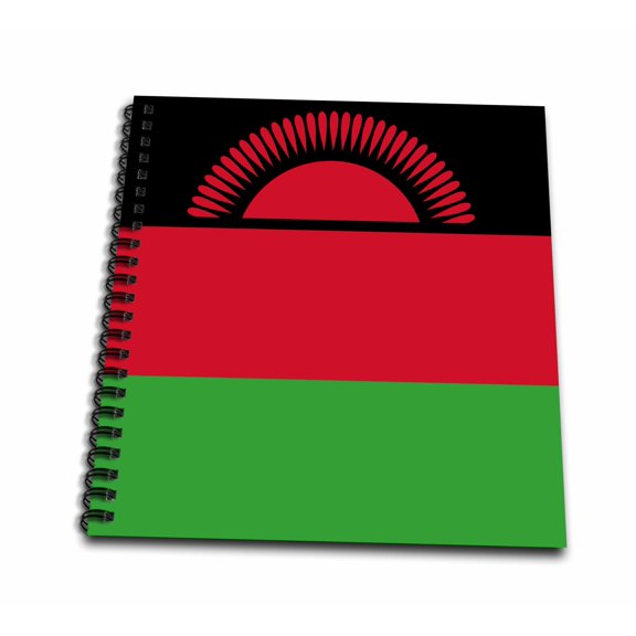 3dRose, Flag of Malawi - African country - Africa - black red green tricolor stripes with rising sun - world, Memory Book 12 x 12 inch