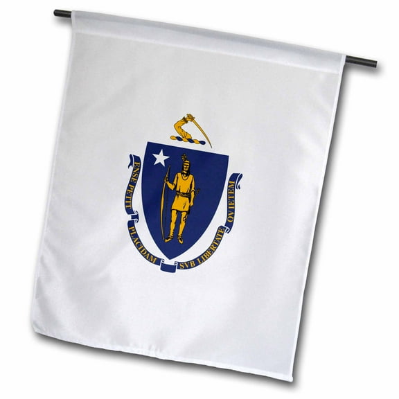 3dRose, Flag of Massachusetts - US American state - United States of America USA - blue shield on white, 12 x 18 inch Garden Flag