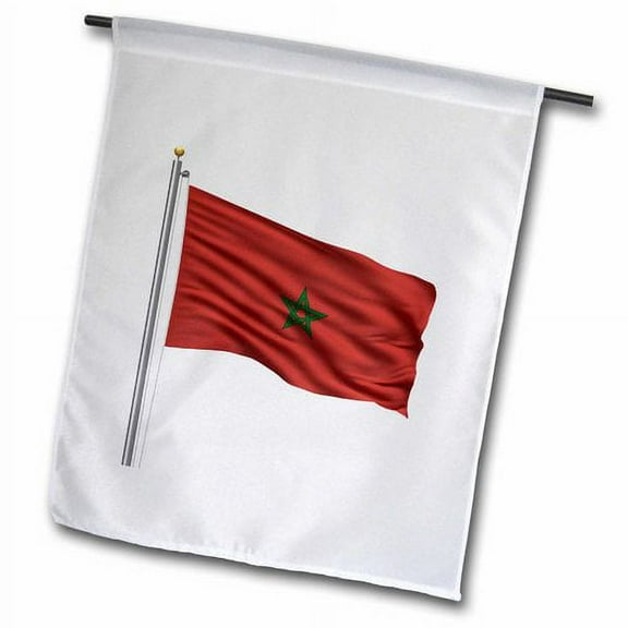 3dRose, Flag of Morocco on a flag pole over white Moroccan, 12 x 18 inch Garden Flag