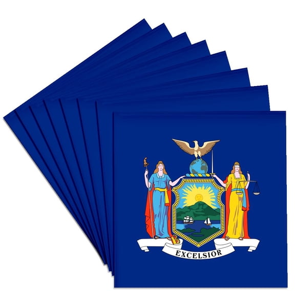 3dRose, Flag of New York - NY coat of arms seal - US American United State of America USA - justice liberty, Set of 8 Ceramic Tile Coasters
